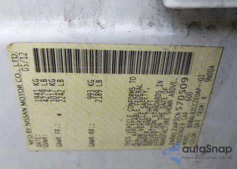 2012 Nissan Altima 2.5 S from USA, damaged, VIN 1N4AL2AP3CN570509